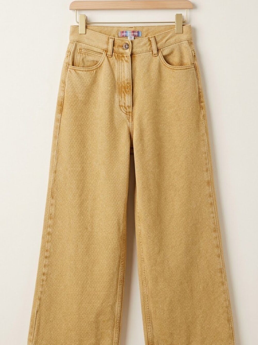 Urban Outfitters Womens Wide Leg Pants Size 26 Tan Beige High Rise Cotton Jeans
